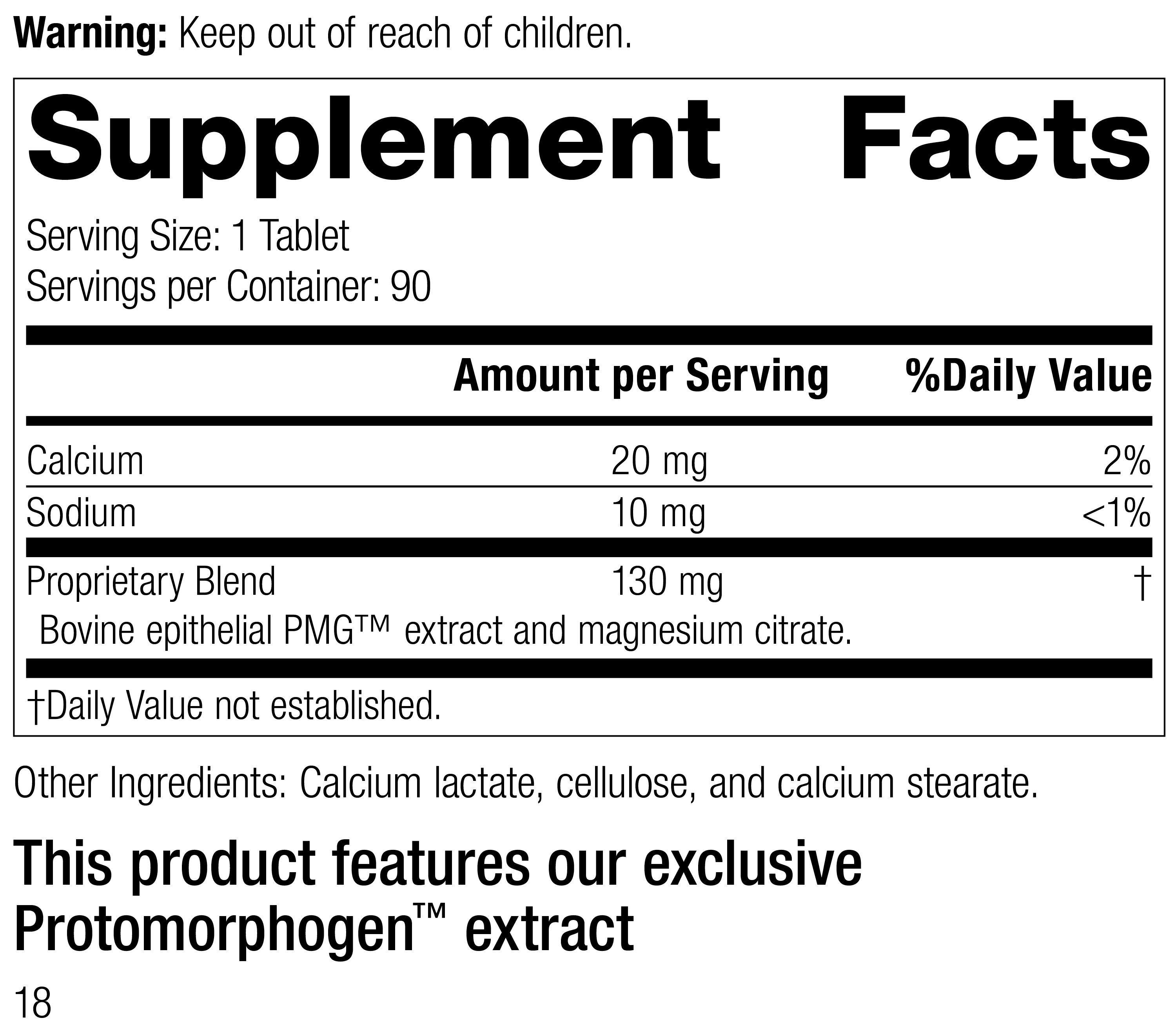 Dermatrophin PMG®, 90 Tablets Dermatrophin PMG®, 90 Tablets, Rev 17 Supplement Facts
