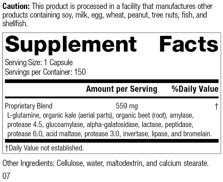 Enzycore, 150 Capsules, Rev 07 Supplement Facts